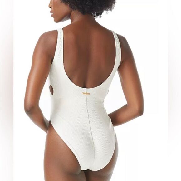 VINCE CAMUTO Ribbed High-Leg CutOut One-Piece Swimsuit Ripple Effect New Size 4 - Picture 5 of 11